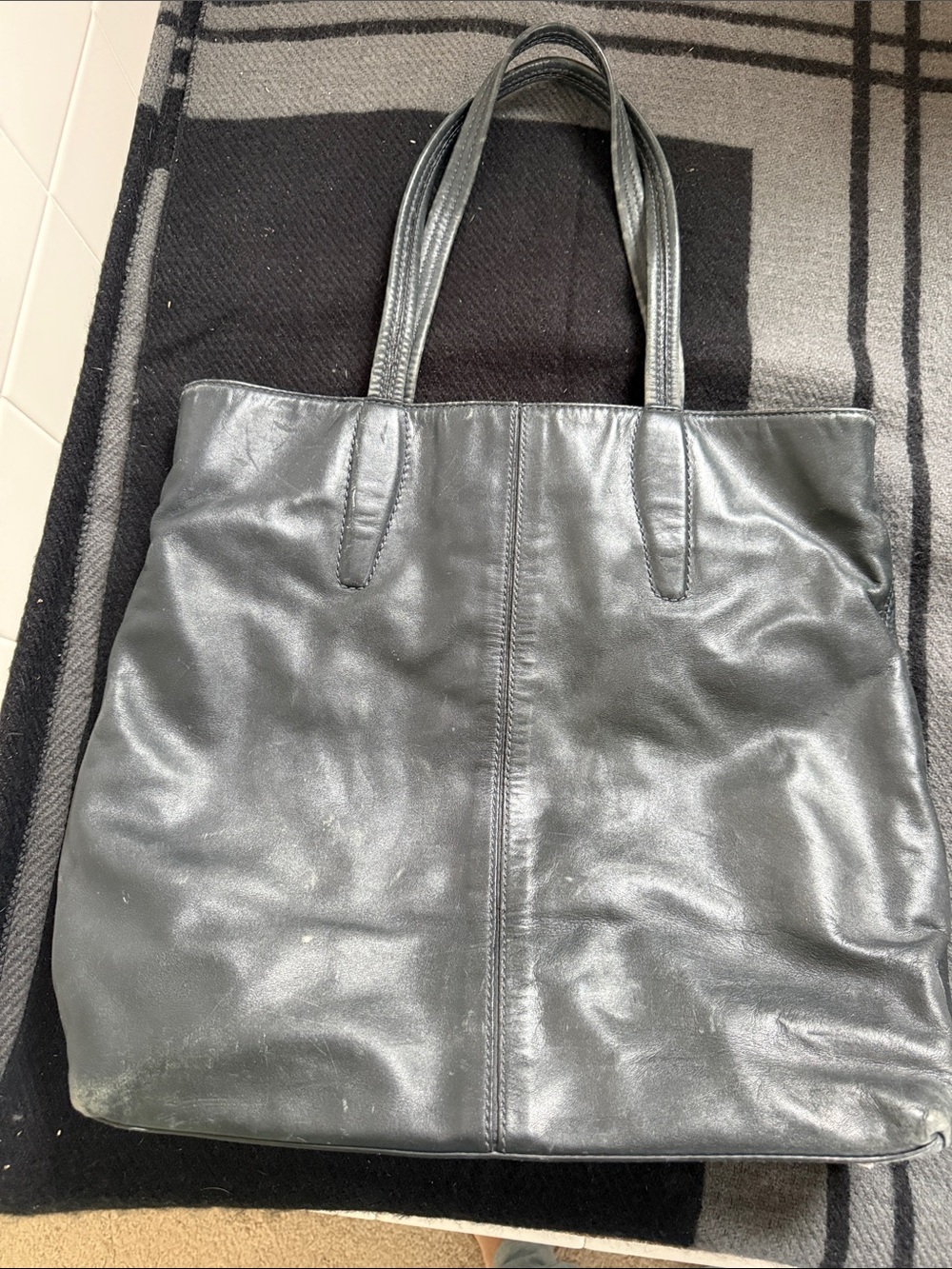 Tumi Classic Black Leather Tote Bag